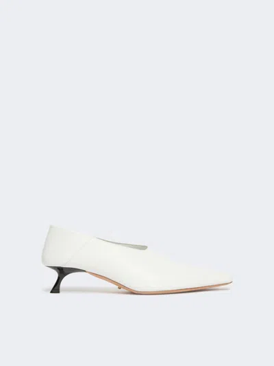 Max Mara Nappa Leather Pumps With Foldable Back In White