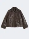 Max Mara Nappa Leather Shacket In Brown