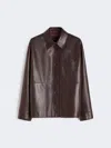 Max Mara Nappa Leather Shirt Jacket In Burgundy