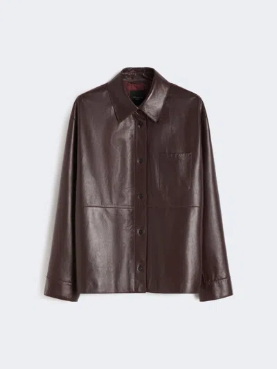 Max Mara Nappa Leather Shirt Jacket In Burgundy