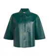Max Mara Nappa Leather Short-sleeve Arcella Shirt In Green