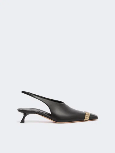Max Mara Nappa Leather Slingbacks In Black