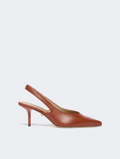 Max Mara Nappa Leather Slingbacks In Brown