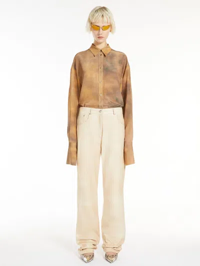 Max Mara Nappa Leather Trousers In Beige