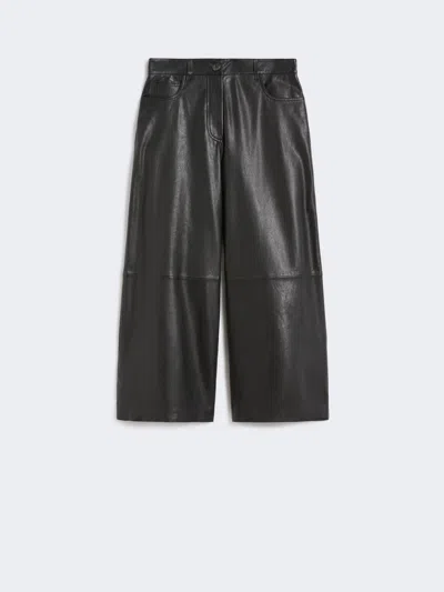 Max Mara Nappa Leather Trousers In Black