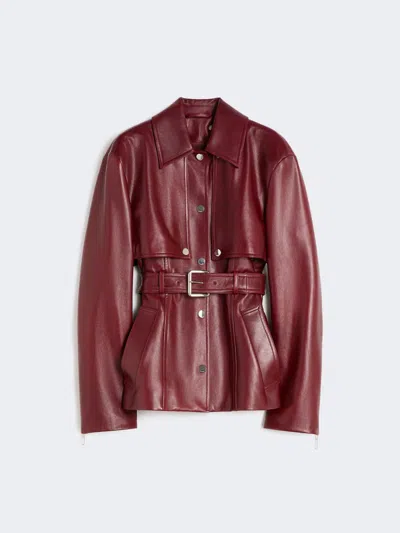 Max Mara Nappa Leather Two-piece Jacket In Burgundy