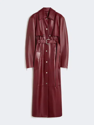 Max Mara Nappa Leather Two-piece Trench Coat In Burgundy