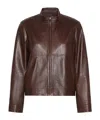 Max Mara High-collar Leather Jacket In Multi