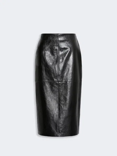 Max Mara Nappa-leather Midi Skirt In Black