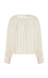 Max Mara Narvel Gathered Silk Top In Ivory