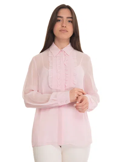 Max Mara Narvik Georgette Silk Blouse In Pink