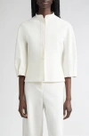 Max Mara Nastro Knit Peplum Jacket In White