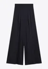 Max Mara Navy Wool Jersey Trousers In Blue