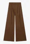 Max Mara Natale Wool Wide-leg Pants In Brown