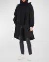 Max Mara Natalin Belted High-low Hooded Parka In Black
