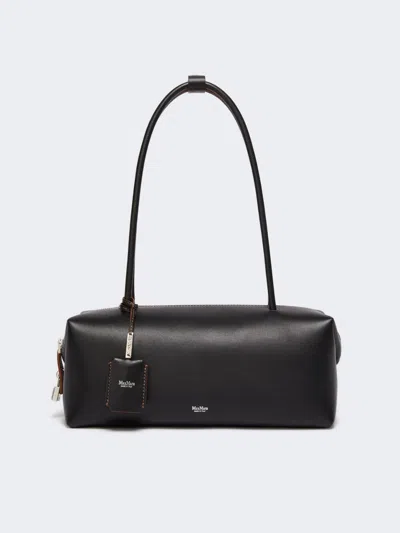 Max Mara Natural Leather Bowler Bag In Black