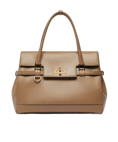 Max Mara Double Handle Shoulder Bag In Brown