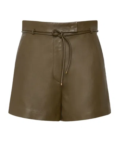 Max Mara Natural Nappa Leather Shorts In Brown