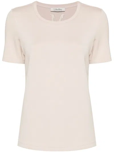 Max Mara Natural Roundneck Solid T-shirt In Neutral