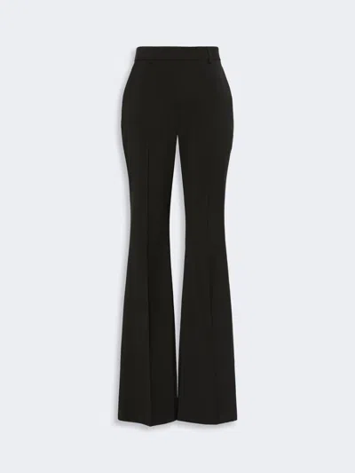 Max Mara Natural Stretch Pure Wool Flared Trousers In Black