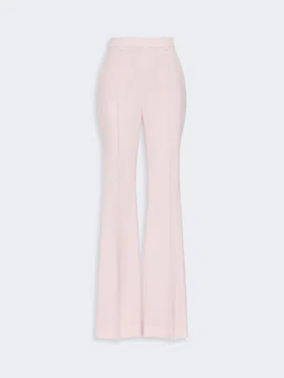 Max Mara Natural Stretch Pure Wool Flared Trousers In Pink
