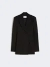 Max Mara Natural Stretch Pure Wool Tailored Blazer In Black