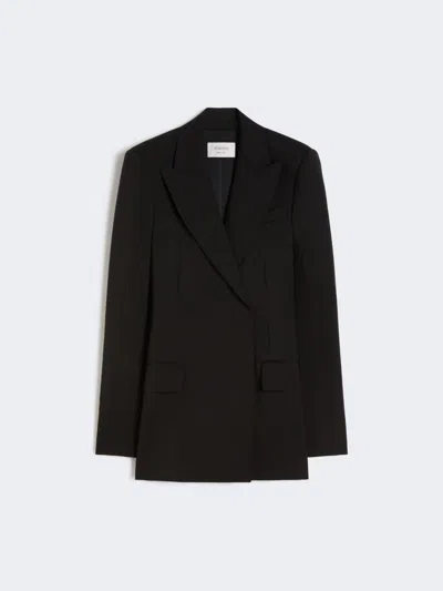 Max Mara Natural Stretch Pure Wool Tailored Blazer In Black