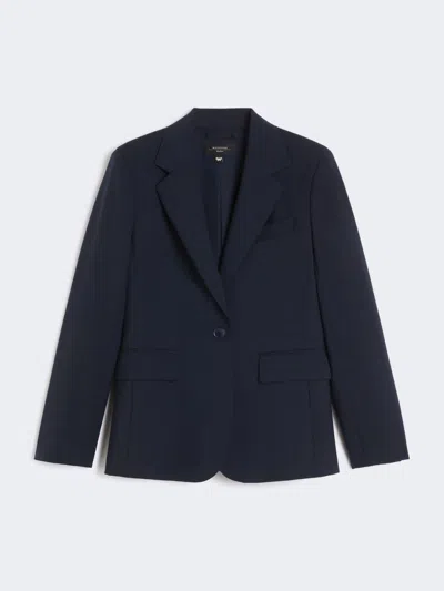 Max Mara Natural Stretch Wool Blazer In Blue