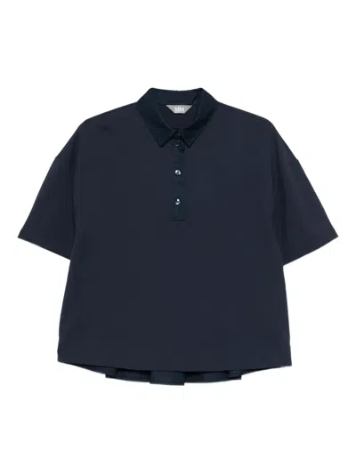 Max Mara Nave Buttoned-collar Polo Top In Blue