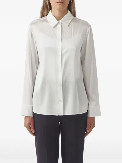 Max Mara Navetta Silk Button-up Shirt In White