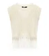 Max Mara Navetta White Fringed Top In Neutral