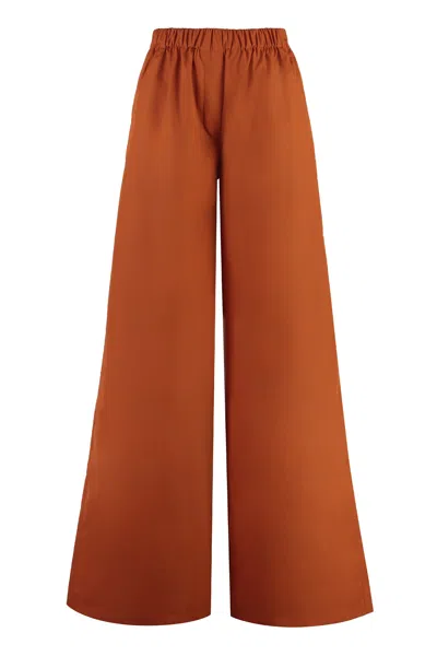 Max Mara Navigli Cotton Trousers In Brown