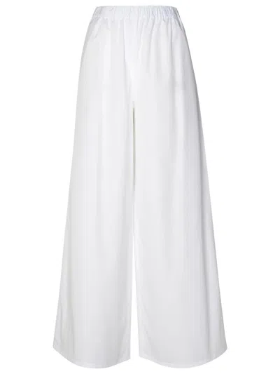Max Mara Rio Cotton Blend Poplin Pants In White