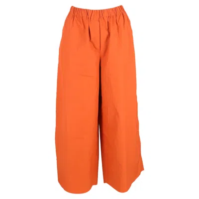 Max Mara Navigli Poplin Palazzo Pants In Orange Cotton