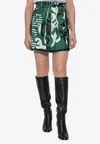 Max Mara Navigli Printed Silk Mini Skirt In Green