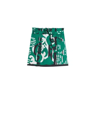 Max Mara Graphic-print High-waisted Skirt In Green
