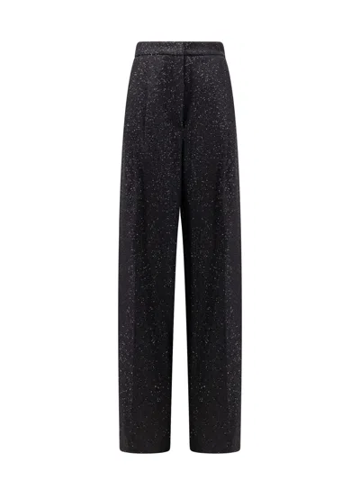 Max Mara Navigli Viscose Blend Trouser With Sequins In Black
