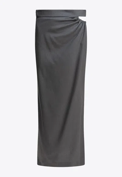 Max Mara Navona Wool Maxi Skirt In Gray
