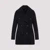 Max Mara Navy Blue Caban Coat In Black