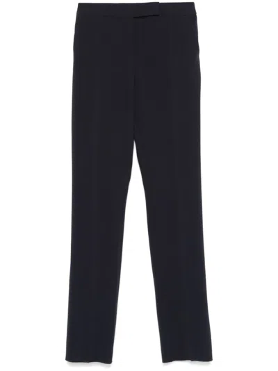 Max Mara Navy Blue Cady Trousers In Black
