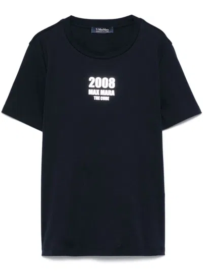 Max Mara Navy Blue Classic Logo T-shirt