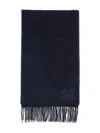 Max Mara Rectangular Cashmere Scarf Fringed Edge In Black