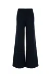Max Mara Navy Blue Flared Flat Front Pant In Blue
