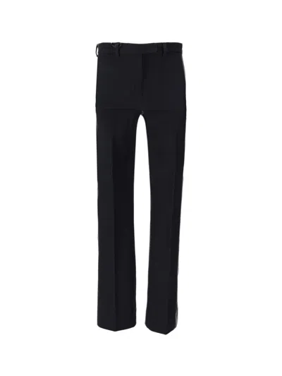 Max Mara Navy Blue Flared Flat Front Pants In Black