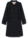Max Mara Navy Blue Gabardine-weave Trench Coat In Navy Blue