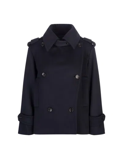 MAX MARA NAVY BLUE LAVENO SHORT COAT