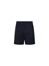 Max Mara Navy Blue Lightweight Wool Canvas Mxmsalute Shorts In Blue