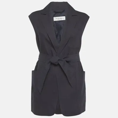 Pre-owned Max Mara Navy Blue Linen Vest Xs