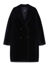 Max Mara Black Teddy Coat In Alpaca And Black Wool In Navy Blue