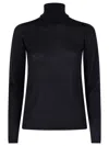 Max Mara Navy Blue Saluto Wool Turtleneck Sweater In Black
